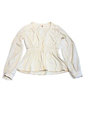 Vintage 70's Babydoll Button Up Blouse Top Women's 11 Boho Romantic Feminine